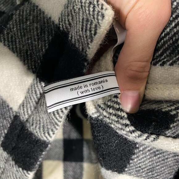 Ami Paris White / Black Overcheck Flannel Shirt Jacket men's size Medium - Picture 7 of 9